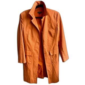 Vintage Entier Women’s orange fully lined trench coat Sz S Preppy Academia